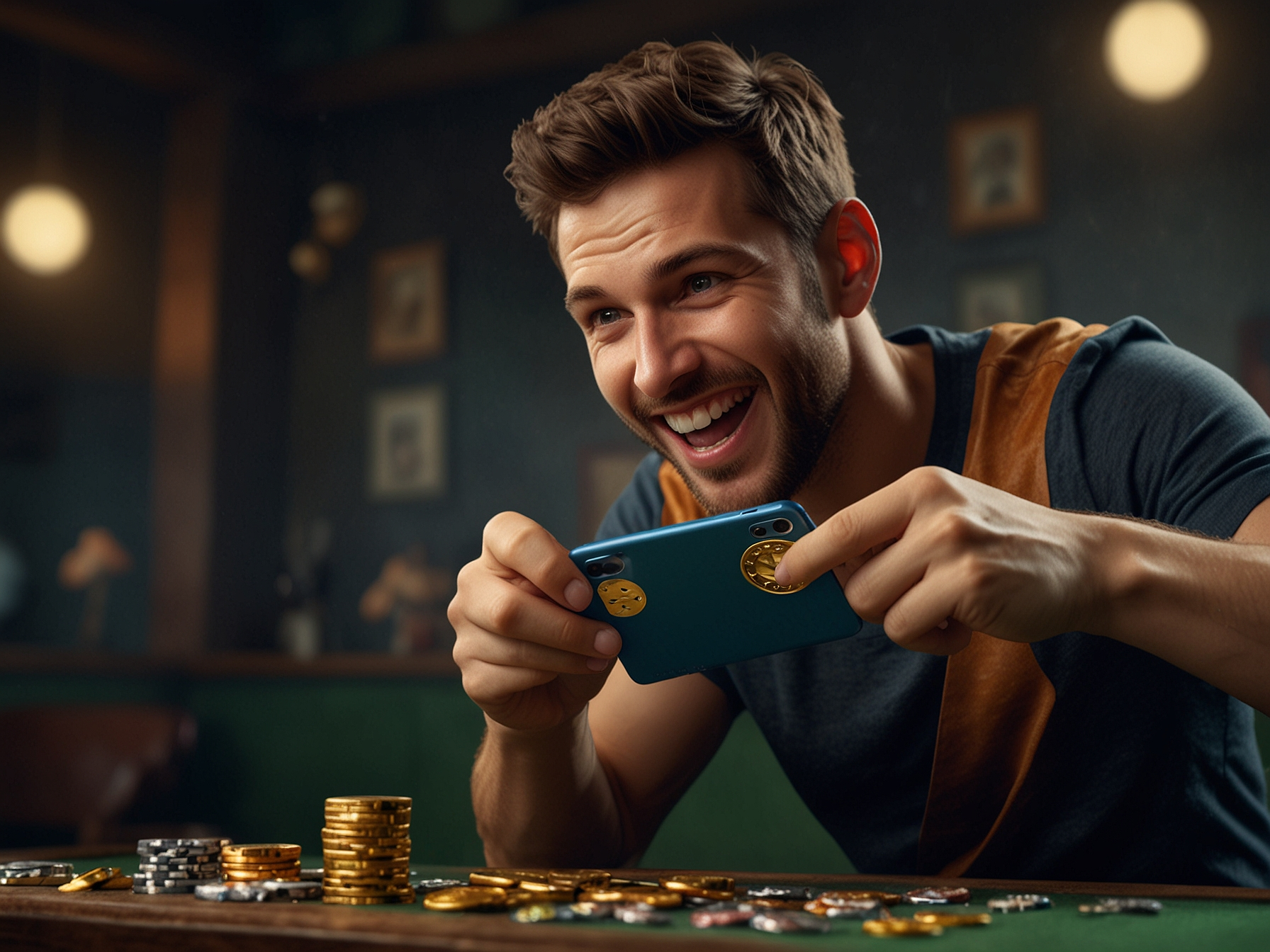 Player celebrating slot win