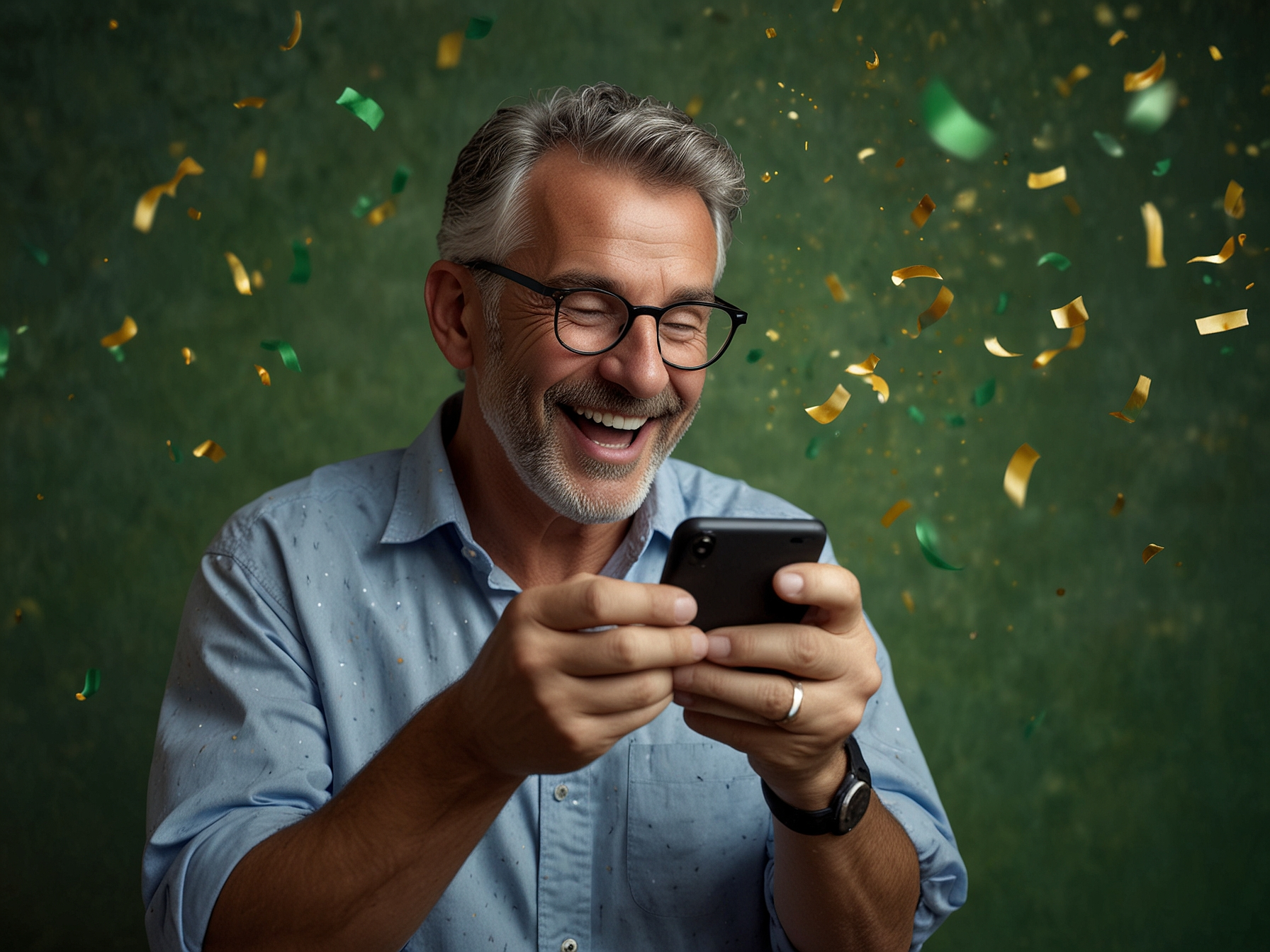 User celebrating bonus win on phone